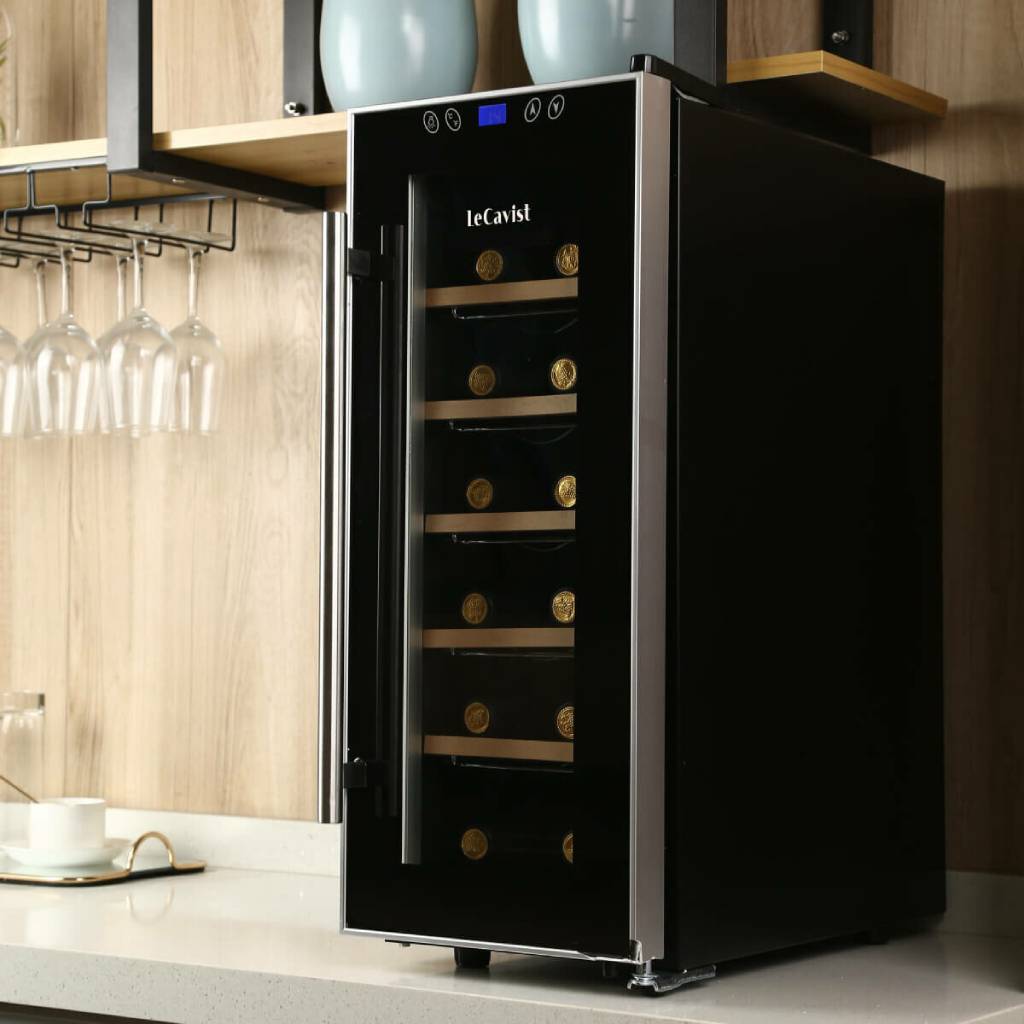 Lecavist LCCV12B Black 12 Bottle Single Zone Wine Fridge