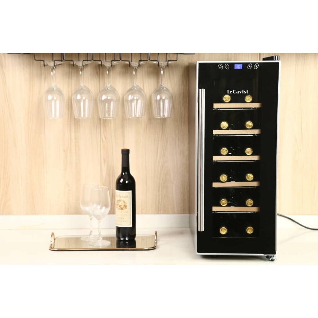 Lecavist LCCV12B Black 12 Bottle Single Zone Wine Fridge