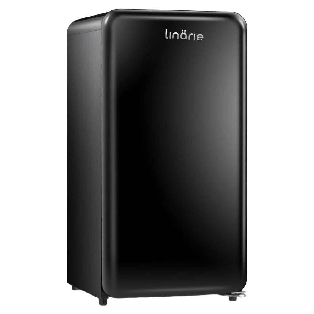 Linarie Tignes LK90TTBLACK 91L Black Retro Mini Fridge with Built-In Freezer Compartment