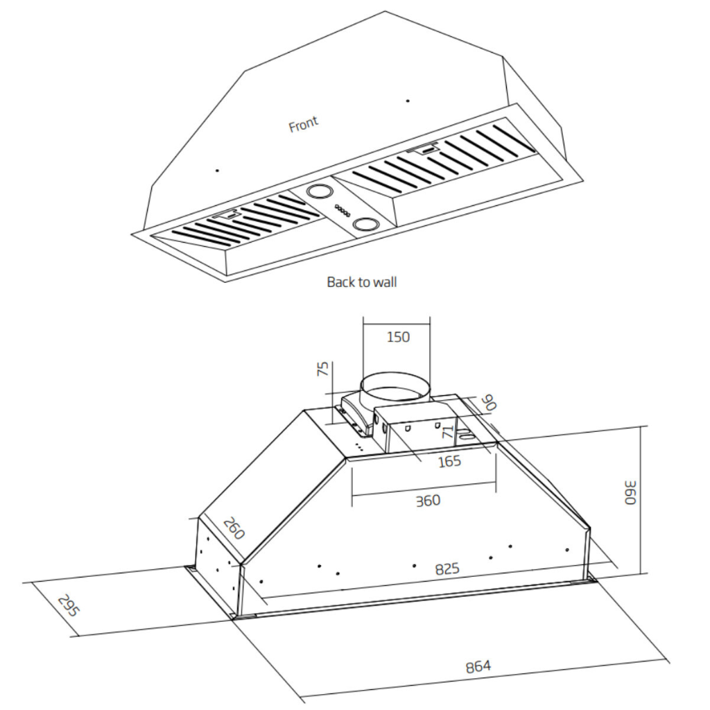 Schweigen SWU9 90cm Stainless Steel Undermount Rangehood (On Board Motor)