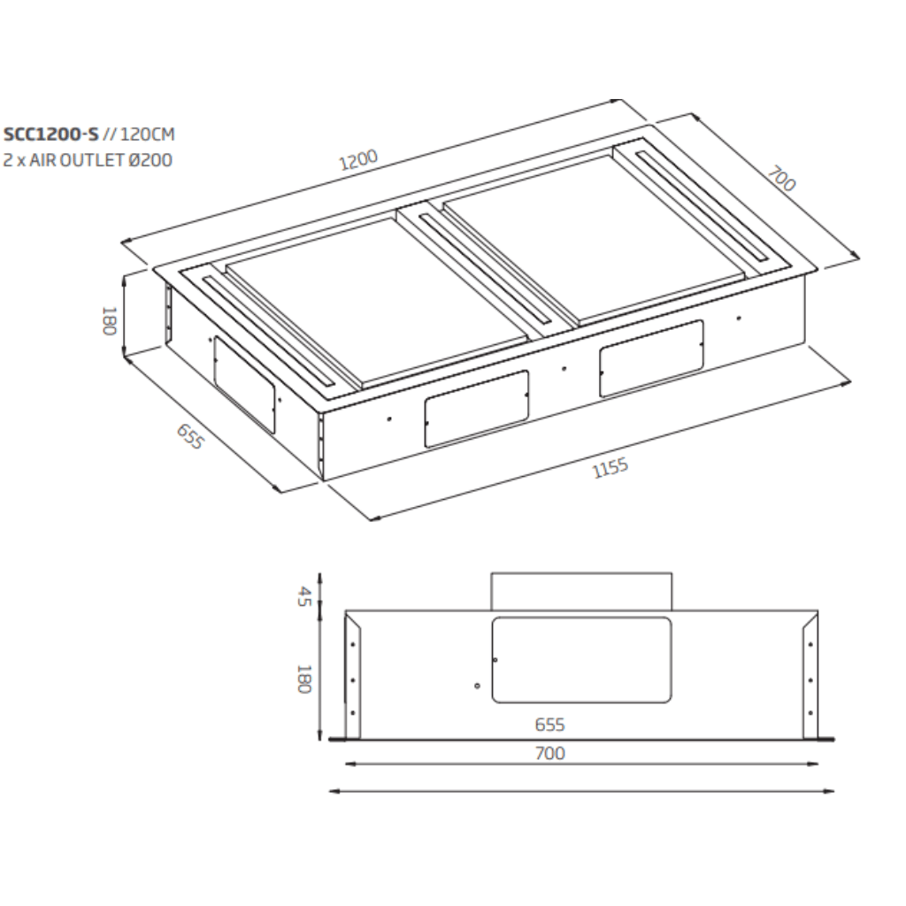 Schweigen SCC1200SP2 120cm Stainless Steel Ceiling Cassette Rangehood (Silent)
