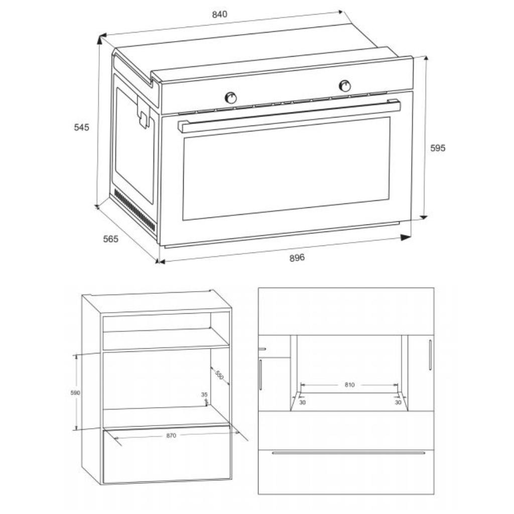 Tisira TOC969E 90cm 121L 9 Function Built-in Oven