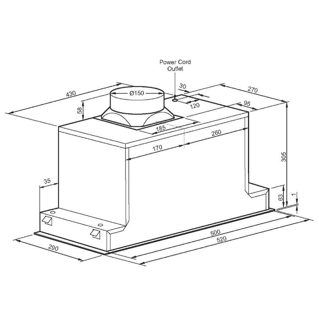 Euromaid UCB52S 52cm Undermount Rangehood