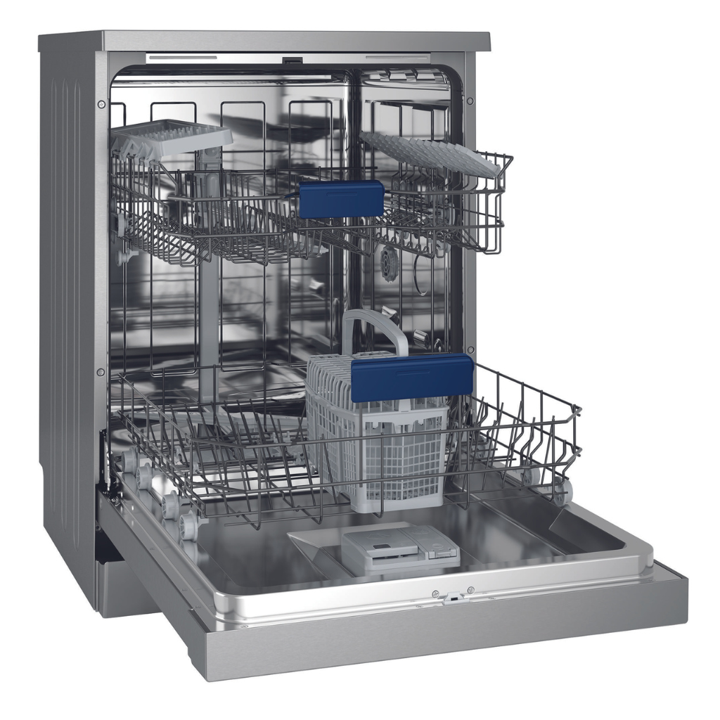 Westinghouse WSF6604XB 60cm Stainless Steel Freestanding Dishwasher Open Empty - The Appliance Guys
