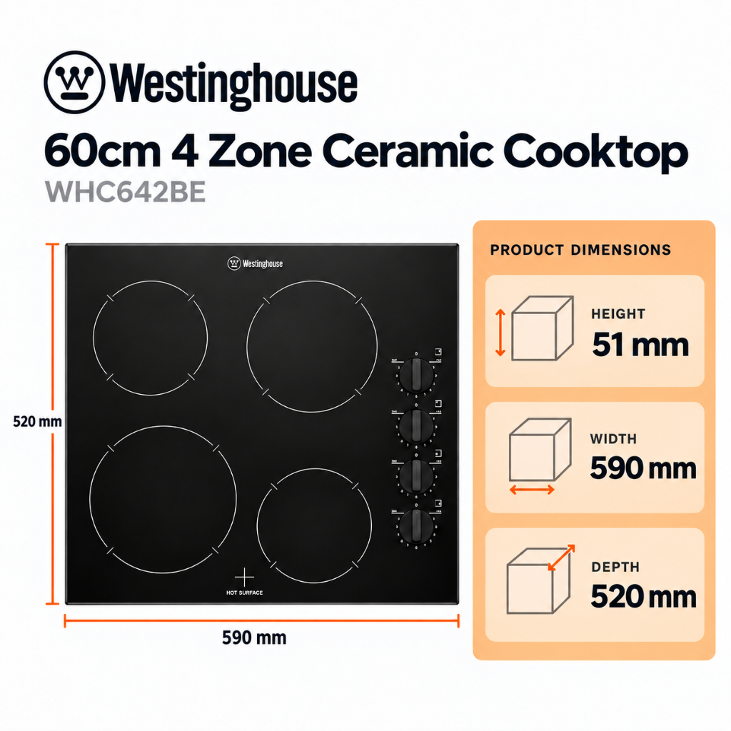 Westinghouse WHC642BE 60cm Black Ceramic Cooktop