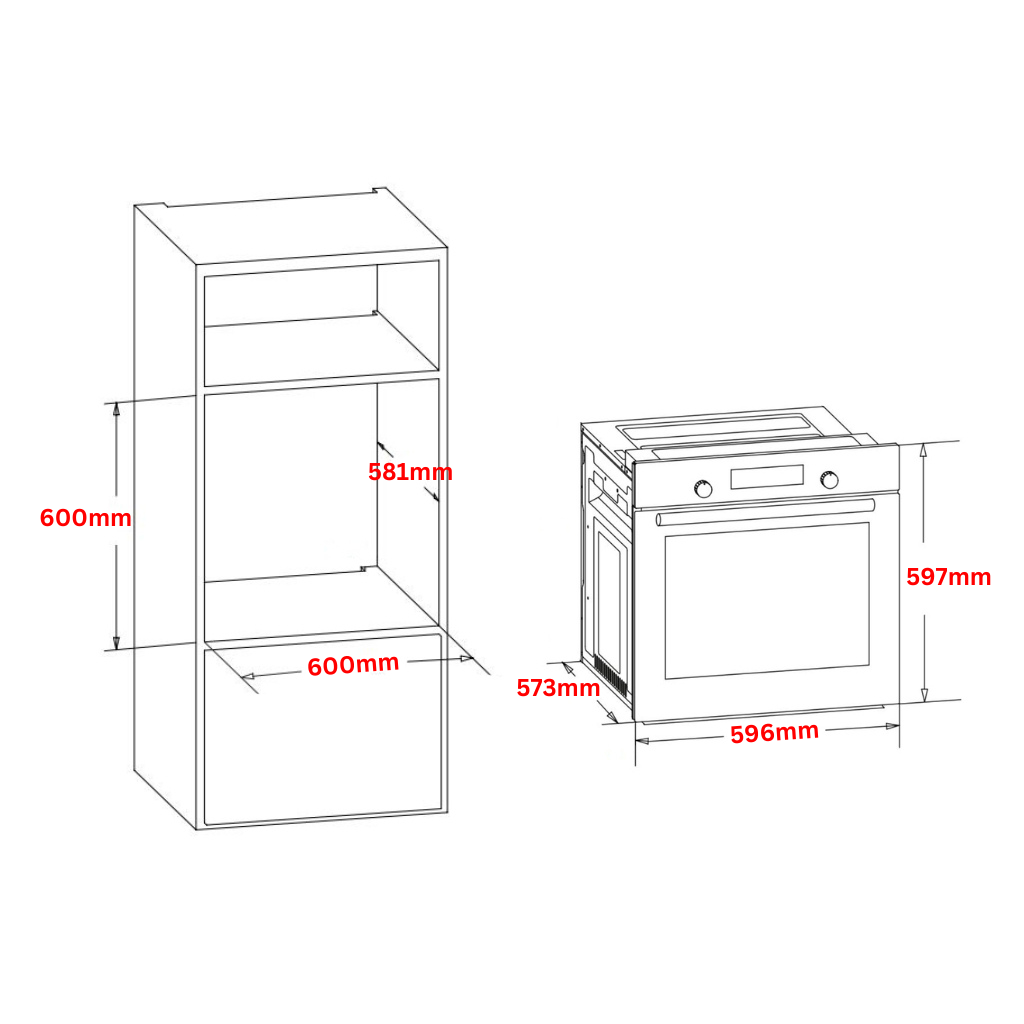 Westinghouse WVE645SC Oven Dimension Image - The Appliance Guys