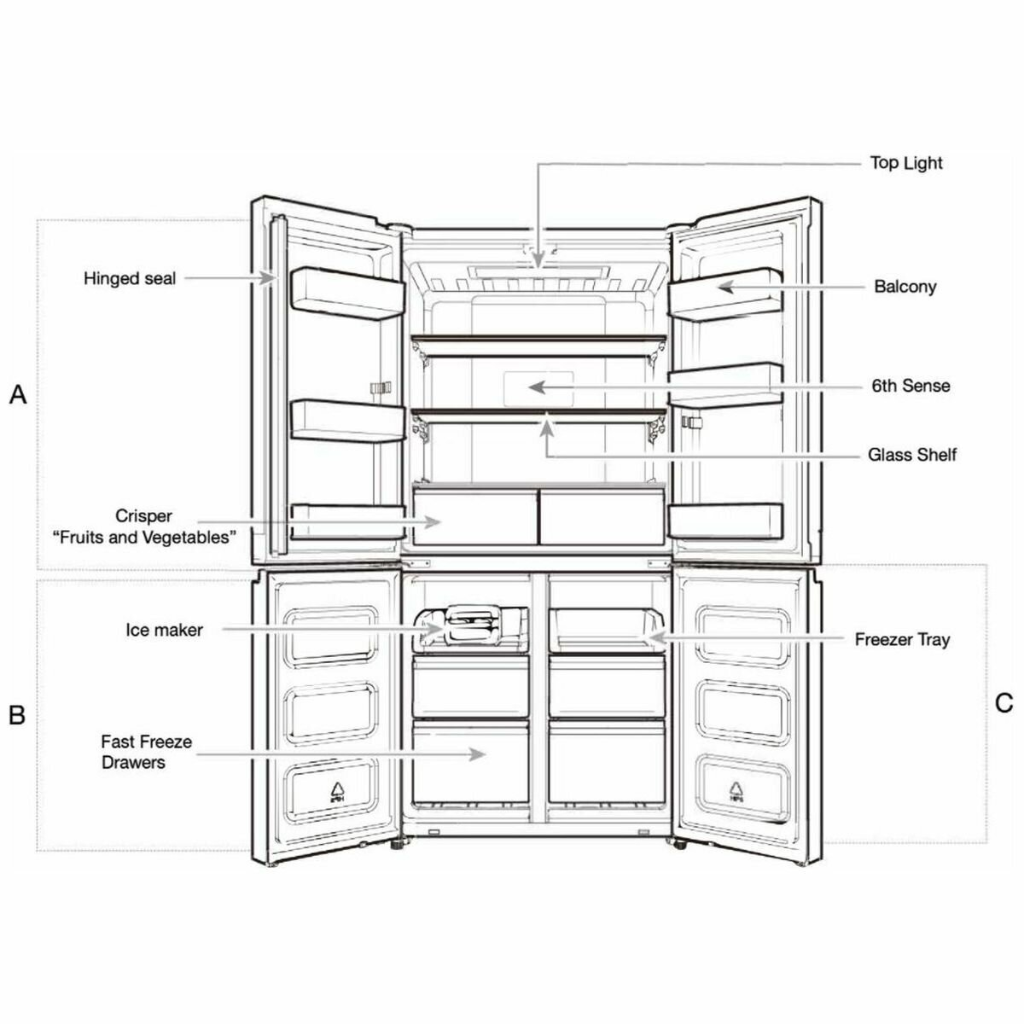 Whirlpool WQ70900SBX 594L Black Stainless Steel French Door Fridge