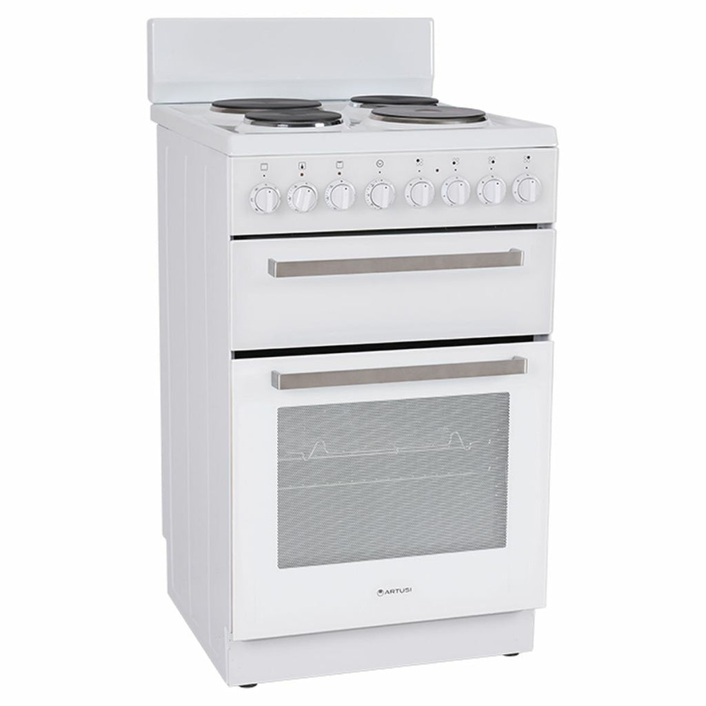 Artusi AFDE5470W 54cm White Electric Solid Hotplate Freestanding Stove - The Appliance Guys