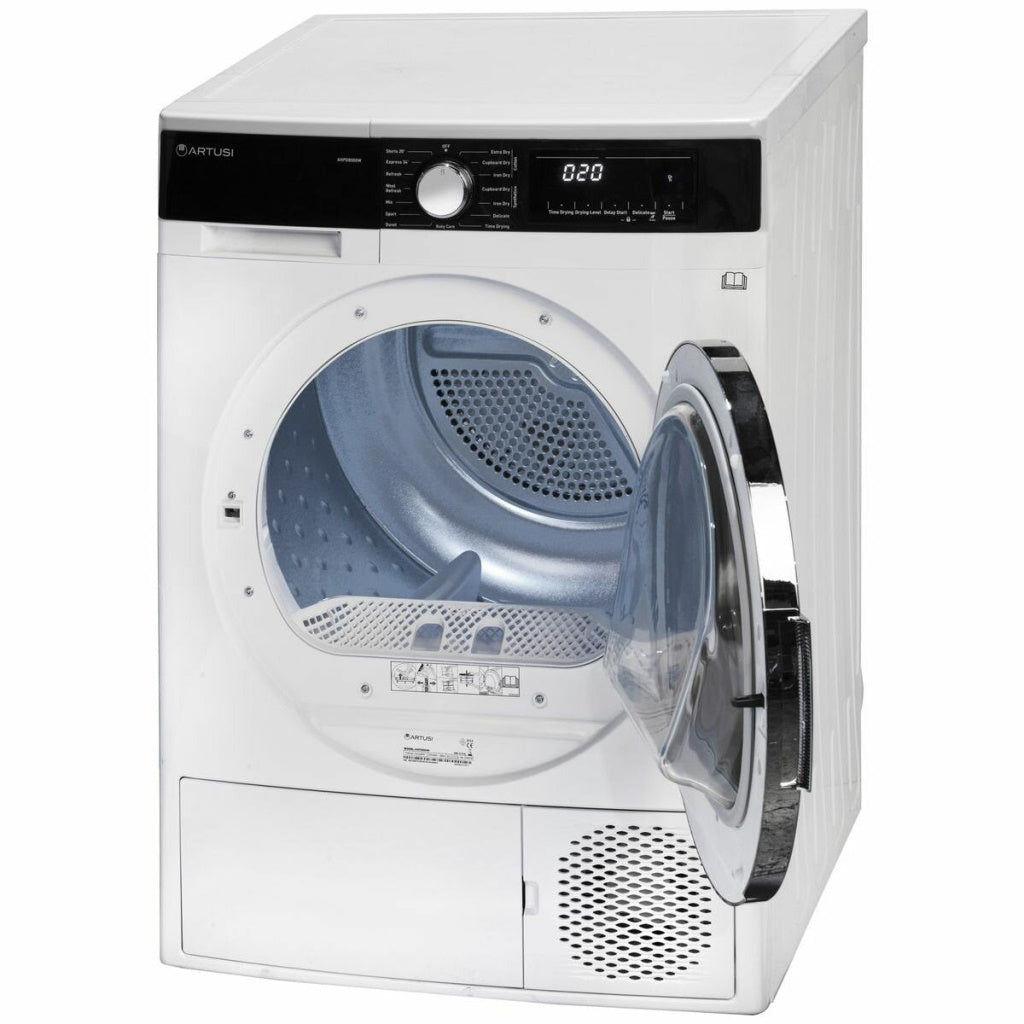 Artusi AHPD8000W 8kg White Heat Pump Dryer - The Appliance Guys