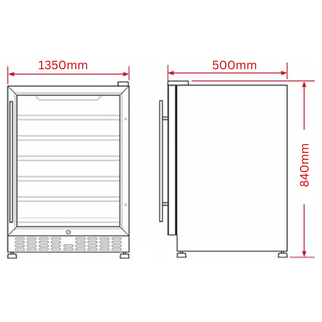 Rhino SG3H-HD 330L Stainless Steel 3 Door Heated Glass Bar Fridge