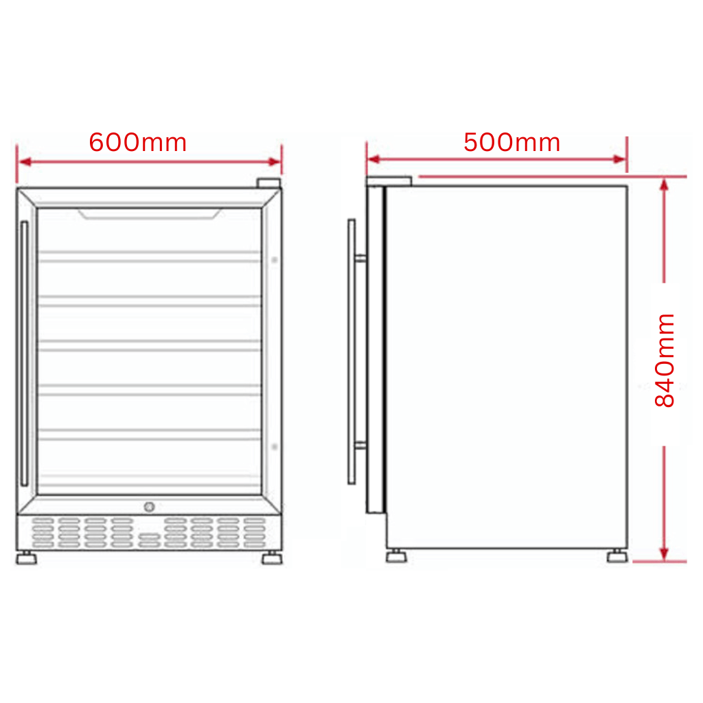 Rhino SG1L-BQ 129L Black Commercial Glass Door Bar Fridge