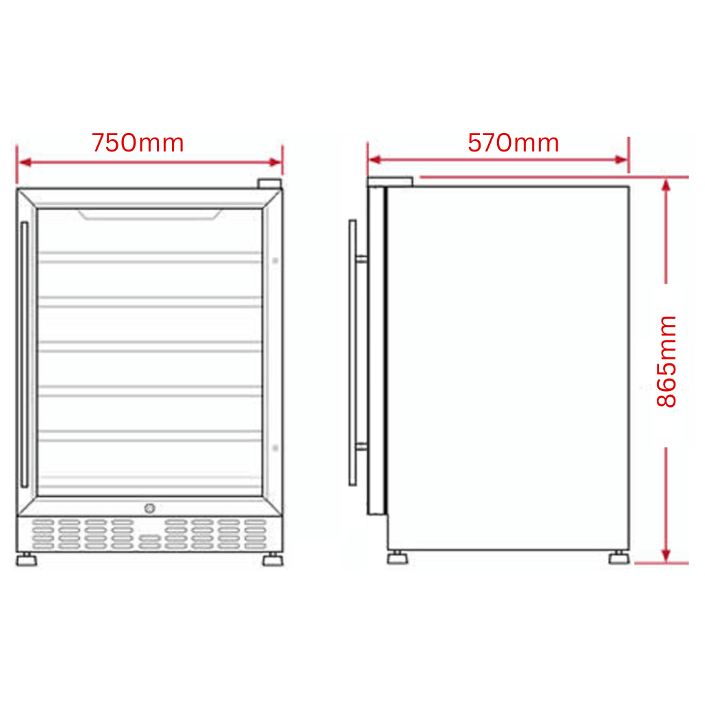 Schmick JC165B 165L Black Dual Zone Under Bench Beer And Wine Fridge