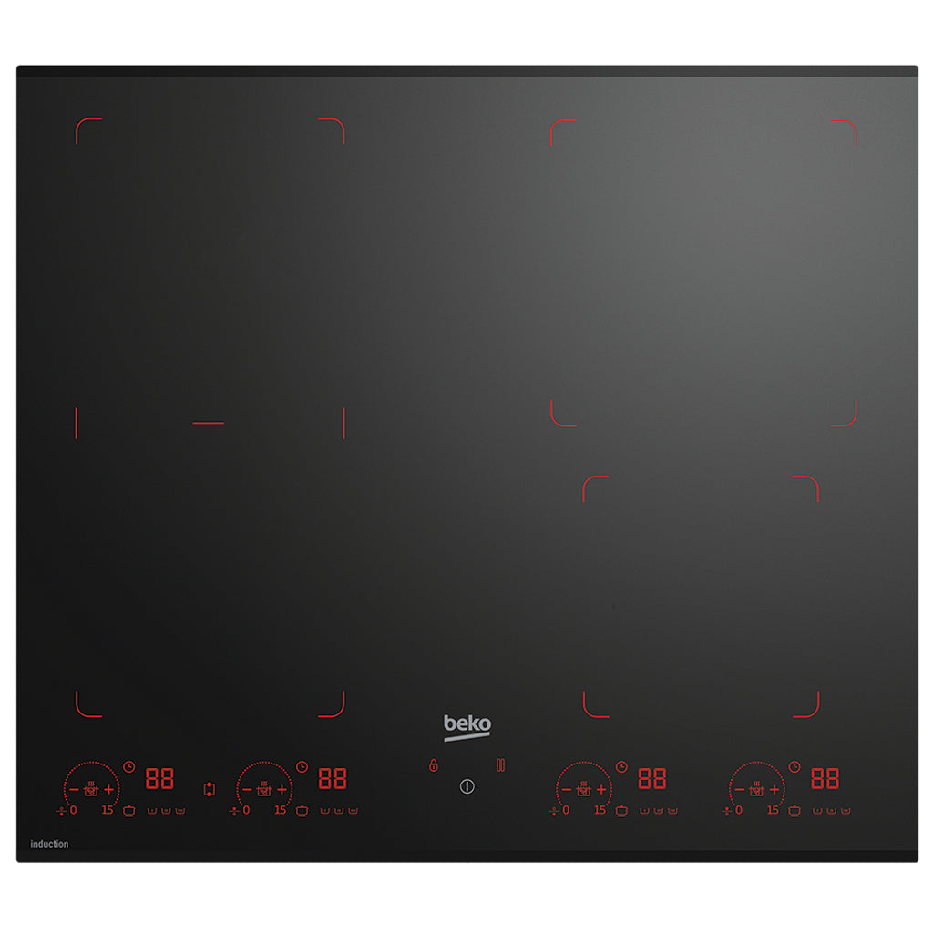 Beko BCT603IG 60cm Black Induction Electric Built-In Cooktop with Indyflex™ Zone - The Appliance Guys