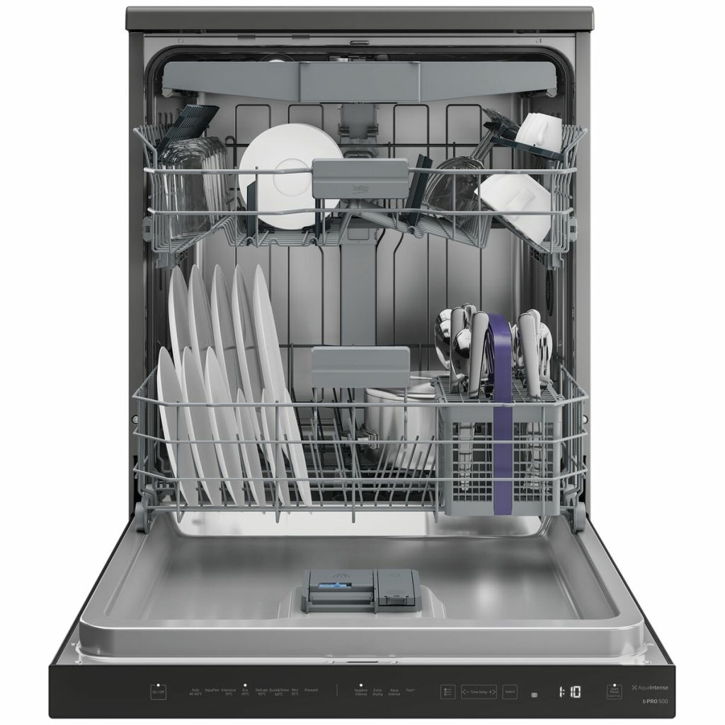 Beko BDF1640DX 60cm Dark Stainless Freestanding Dishwasher with Hygiene Intense - The Appliance Guys