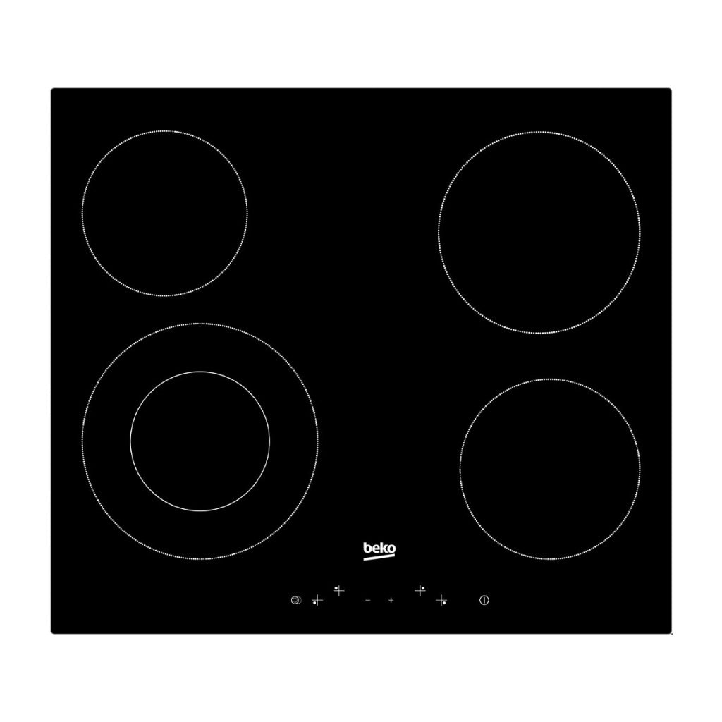 Beko HIC644021 60cm Black Vitroceramic Electric Built-In Cooktop - The Appliance Guys