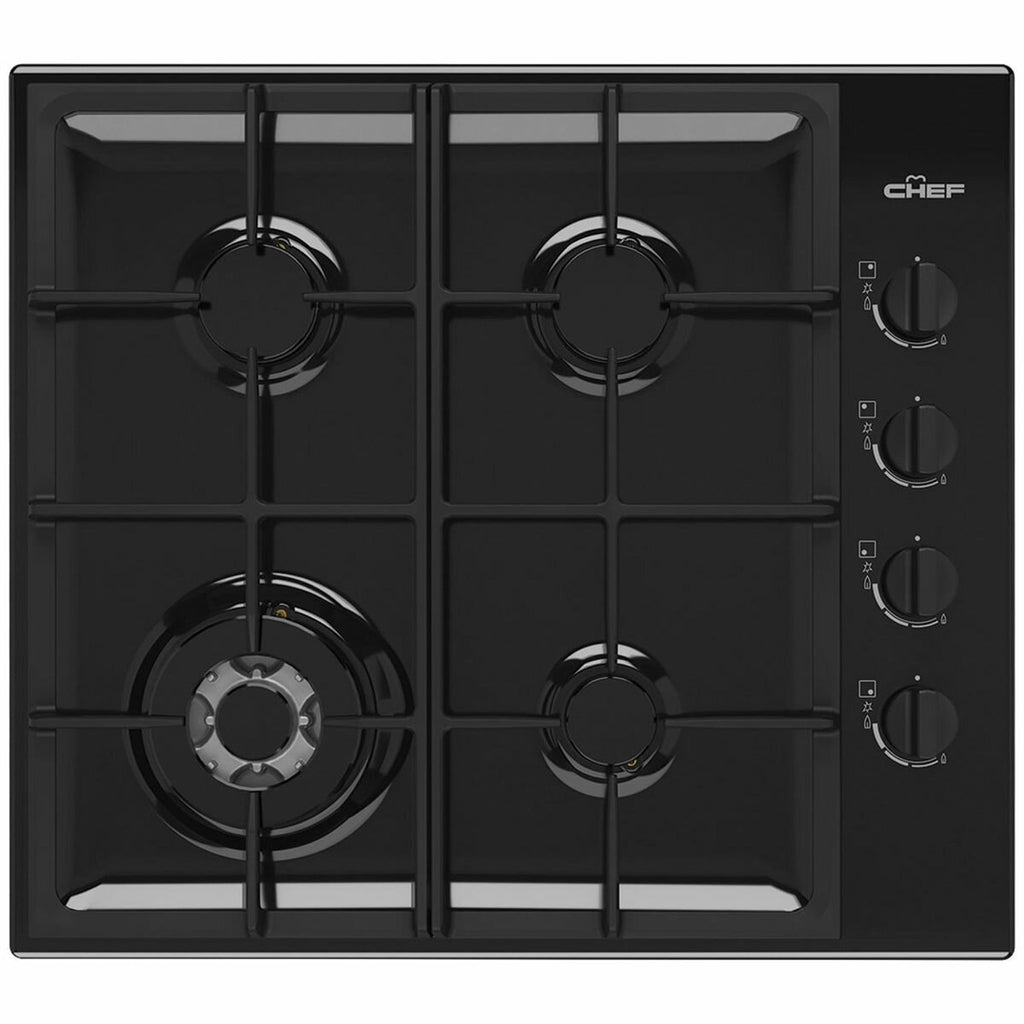 CHEF CHG644DC 60cm Black Gas Cooktop - The Appliance Guys