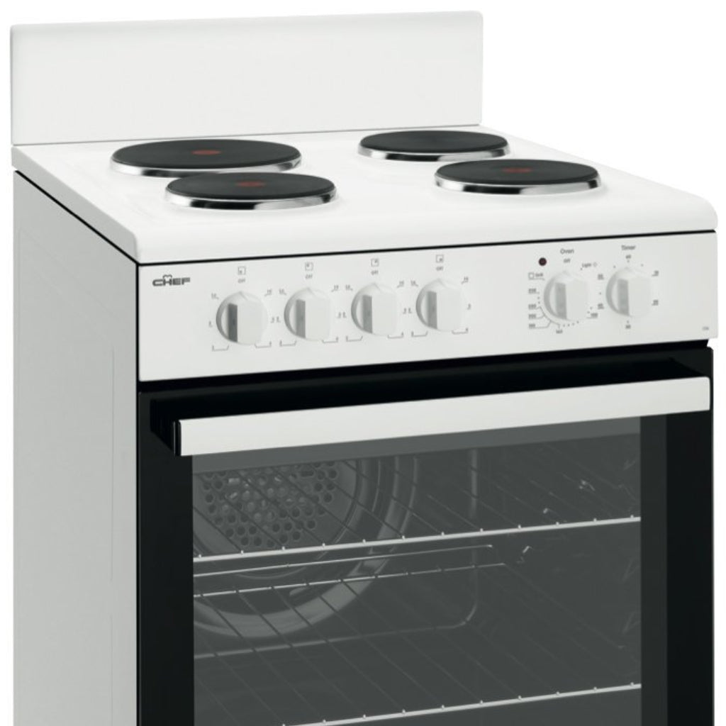 CHEF CFE536WB 54cm White Freestanding Electric Stove - The Appliance Guys