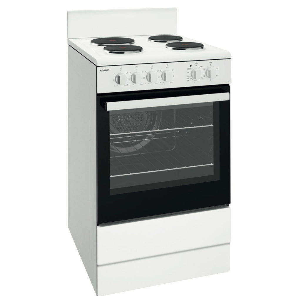 CHEF CFE536WB 54cm White Freestanding Electric Stove - The Appliance Guys