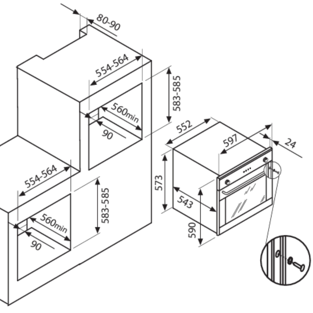 Emilia EF64MEI Dimension Image - The Appliance Guys