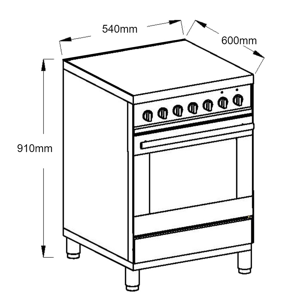 Euromaid EFS54FC-SEW 54cm White Solid Hotplate Electric Freestanding Stove - The Appliance Guys