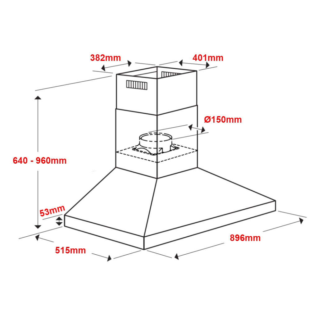 Fotile EMS9026 90cm Stainless Steel Canopy Rangehood - The Appliance Guys