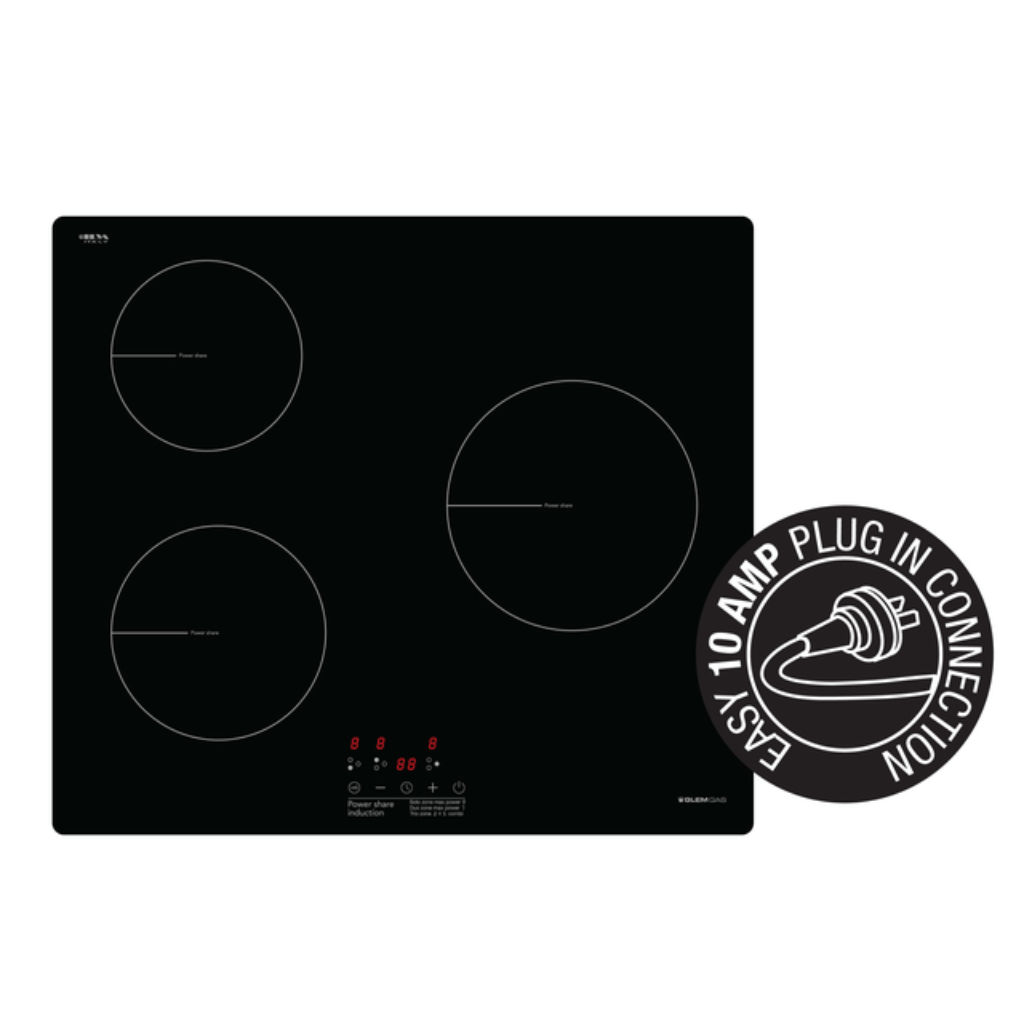 Glemgas GLINDPS 60cm 3 Zone Induction Cooktop With Power Share