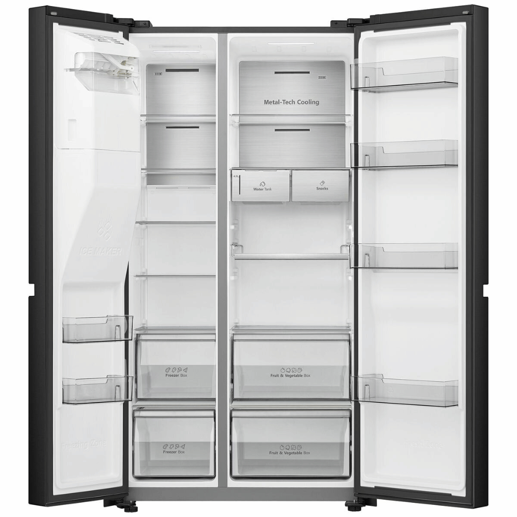 Hisense HRSBS632BW 632L Black Steel Side by Side Fridge