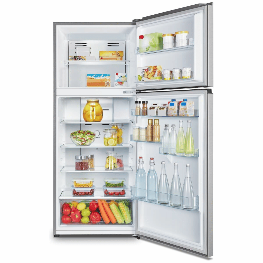 Hisense Hrtf424s 424l Stainless Steel Top Mount Fridge The Appliance Guys 