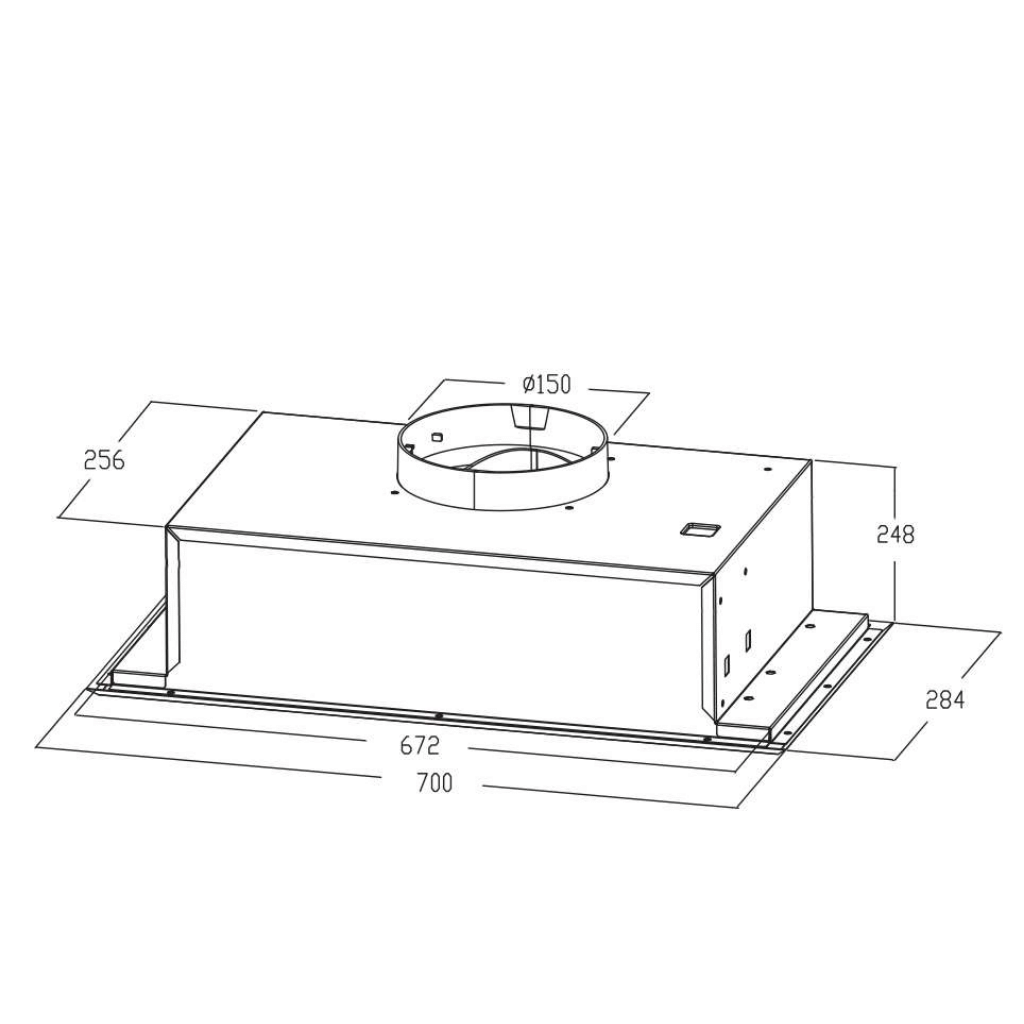 Kleenmaid RHUC91 70cm Stainless Steel Fixed Undermount Rangehood dimensions