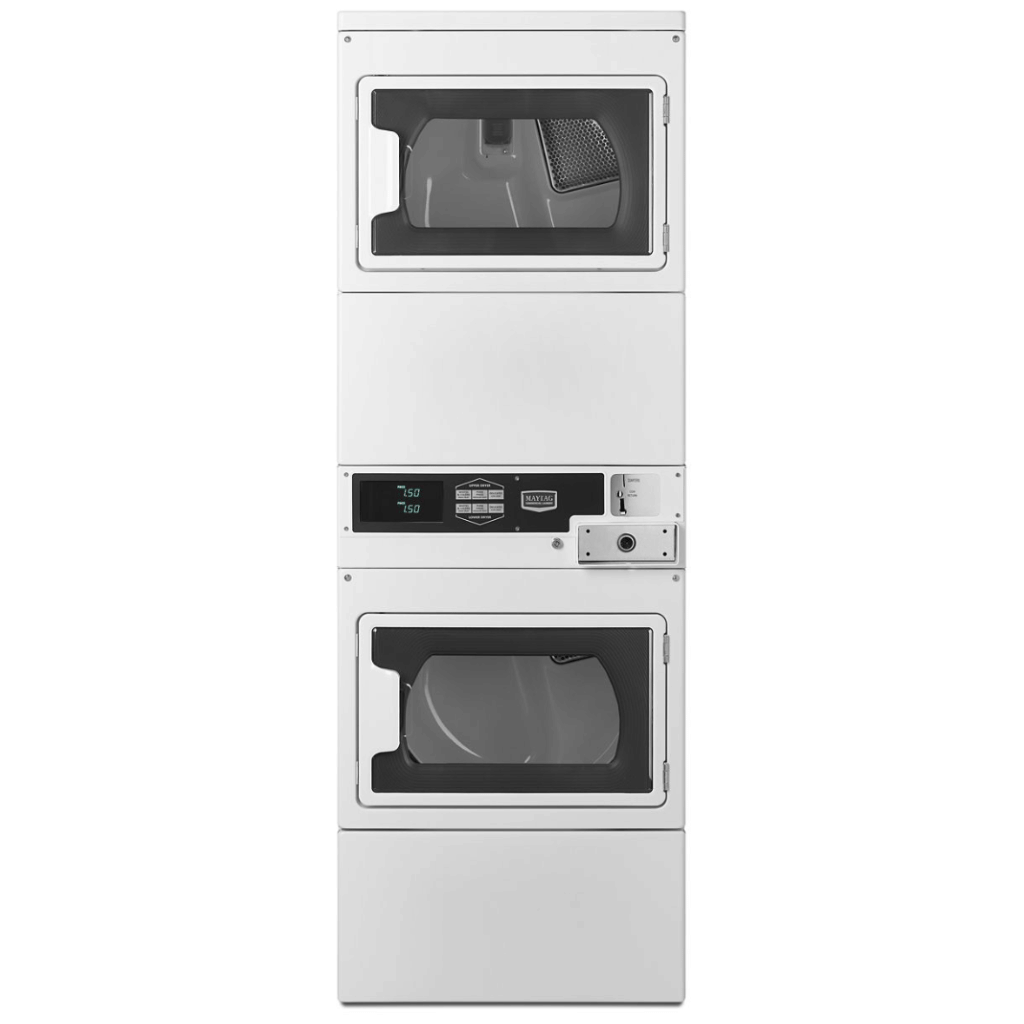 Maytag MLE27PD 10.5kg White Coin or Card Stack Dryer/Dryer - The Appliance Guys
