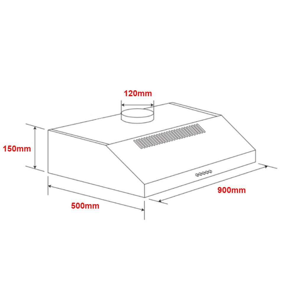 Omega ORF90XL 90cm Stainless Steel Fixed Rangehood - The Appliance Guys