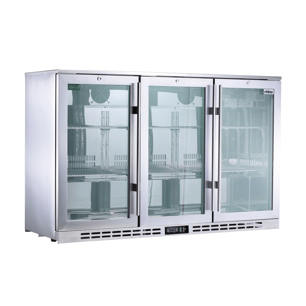 Rhino SG3H-HD 3 Door Heated Glass Bar Fridge