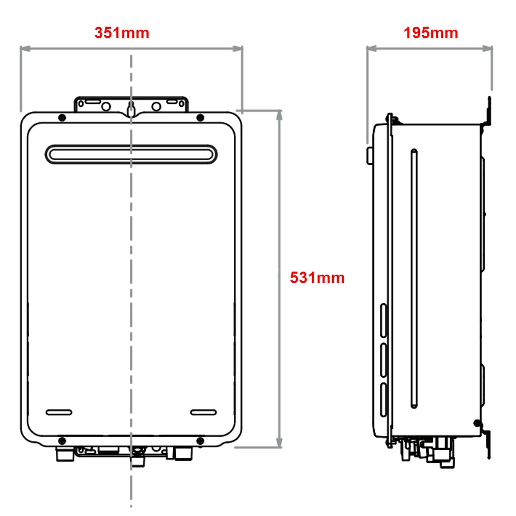 Rinnai B16L60A 16L Dune Builders B16 60°C LPG Continuous Flow Hot Water System - The Appliance Guys