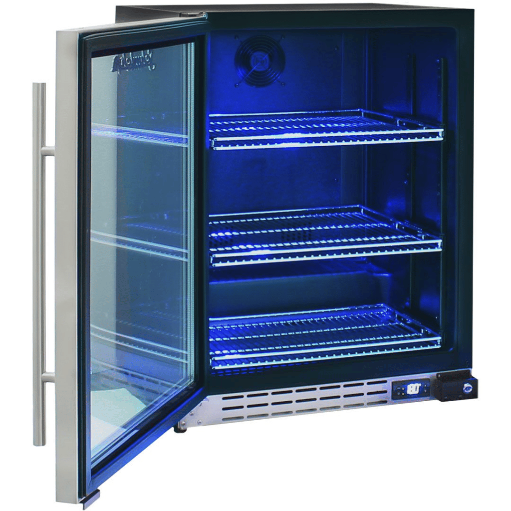 Schmick JC132B-B 132L Black Under Bench Glass Door Bar Fridge