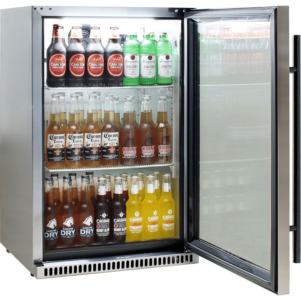 Schmick SK118R-SS 118L Stainless Steel Bar Fridge Open Door - The Appliance Guys