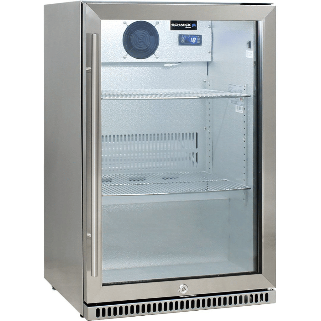 Schmick SK118R-SS 118L Stainless Steel Bar Fridge Angle View - The Appliance Guys