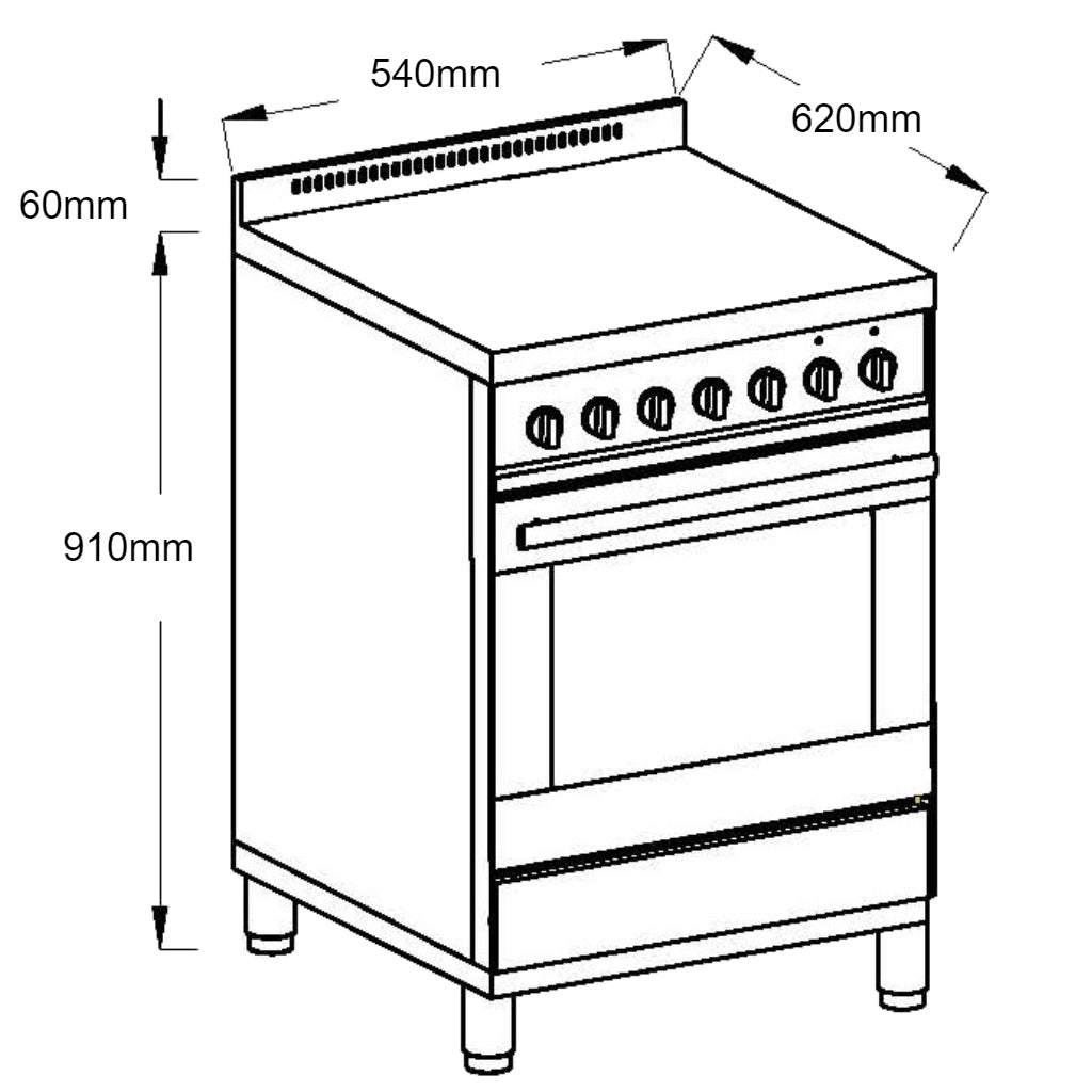 westinghouse 540mm electric upright cooker