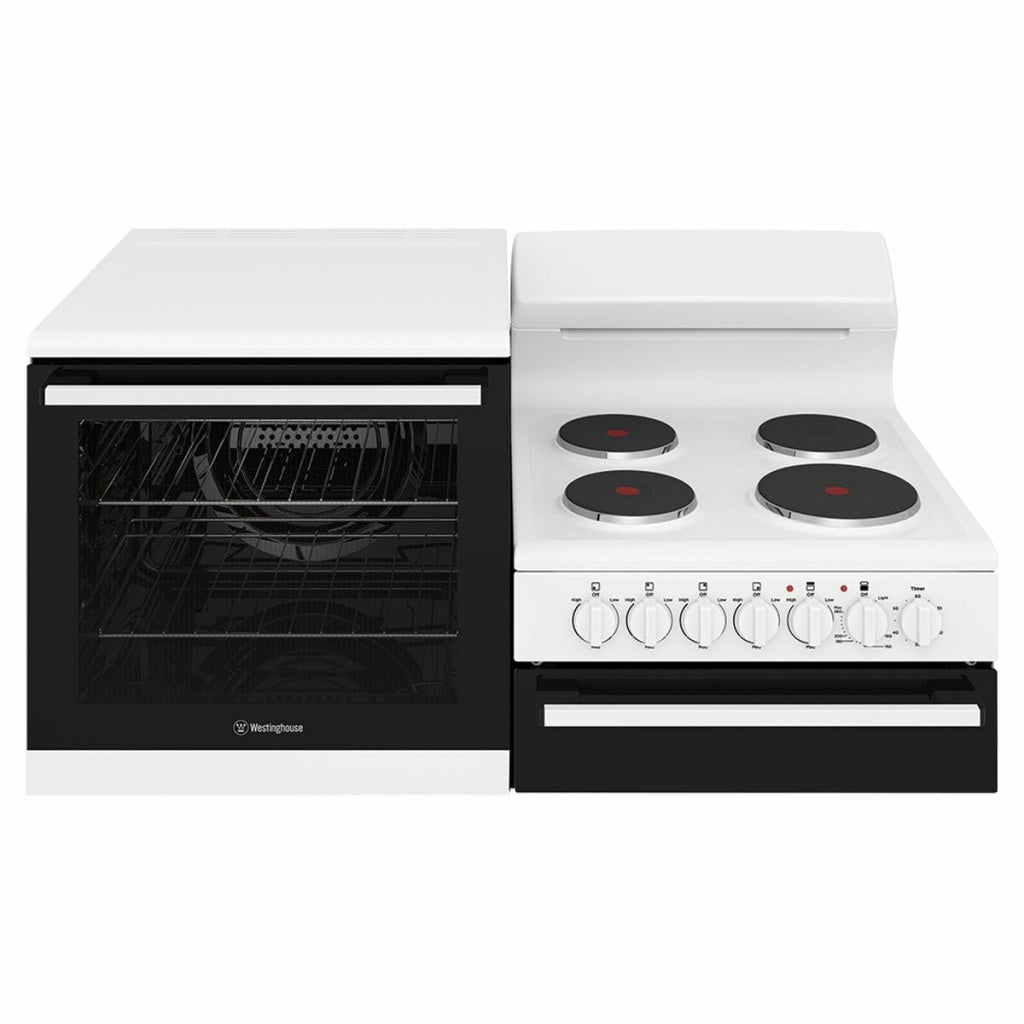 Westinghouse WDE132WC-L 110cm White Elevated Electric Freestanding Stove - Left Hand Oven - The Appliance Guys